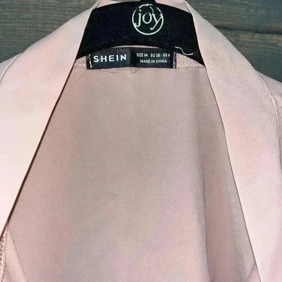 SHEIN‎ Elegant Blush Pink Bow Blouse with Mesh Dot Sleeves - Romantic Top A68 - Picture 2 of 8